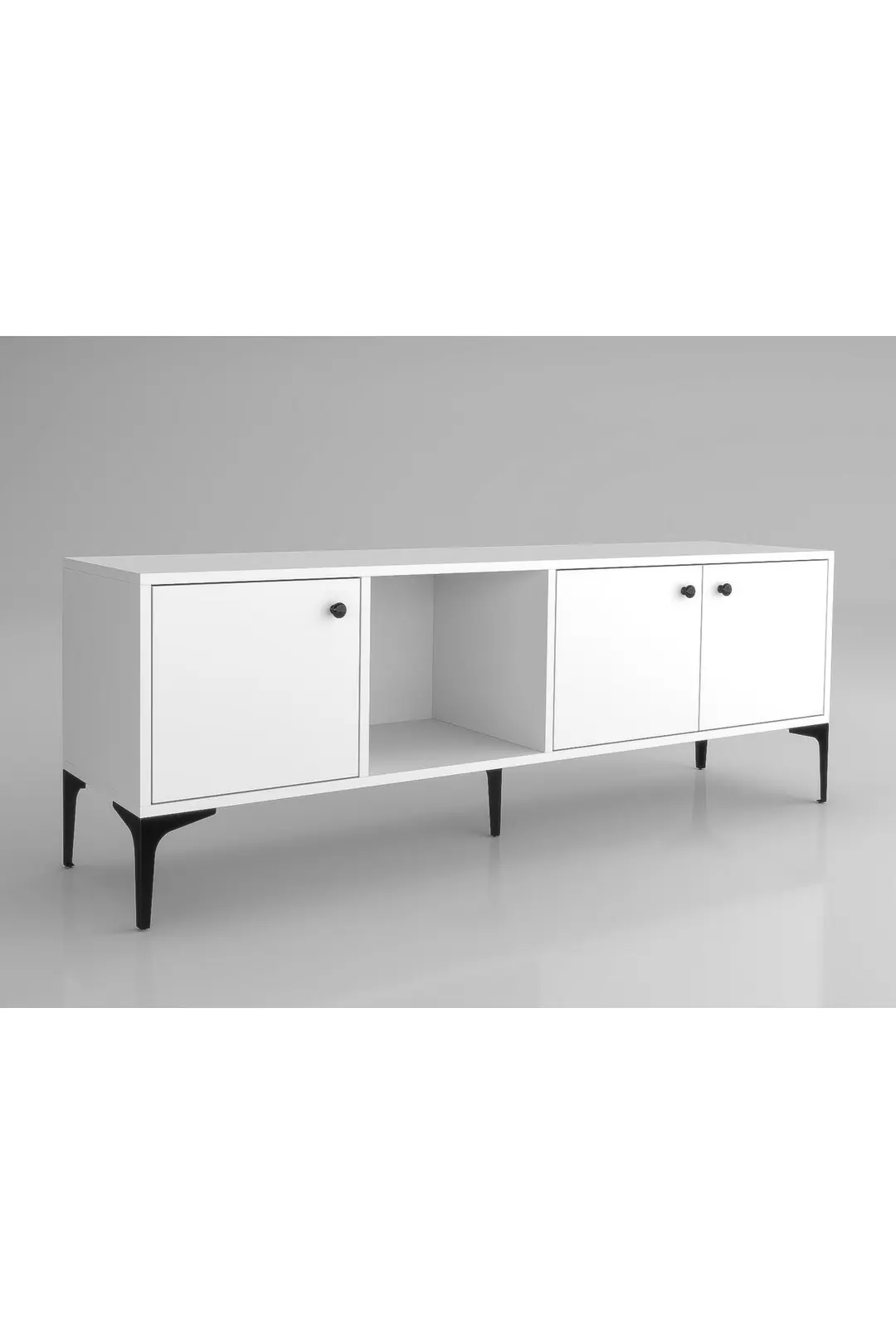 Hira 160 Cm Metal Ayaklı Tv Ünitesi - Beyaz / Siyah